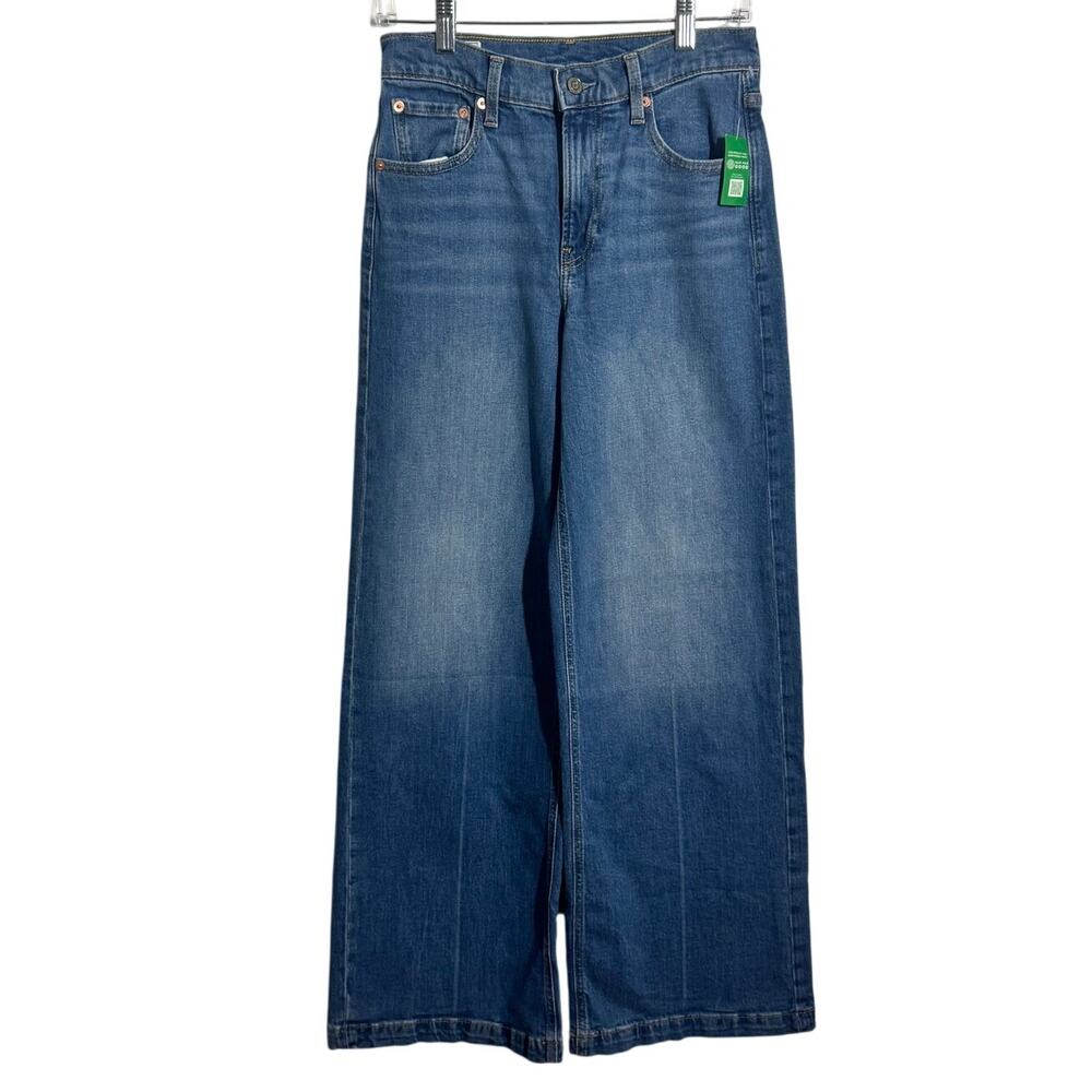 Gap Jeans Women Blue NWT 26/2R High Stride Wide Leg Cotton Medium Wash Minimal